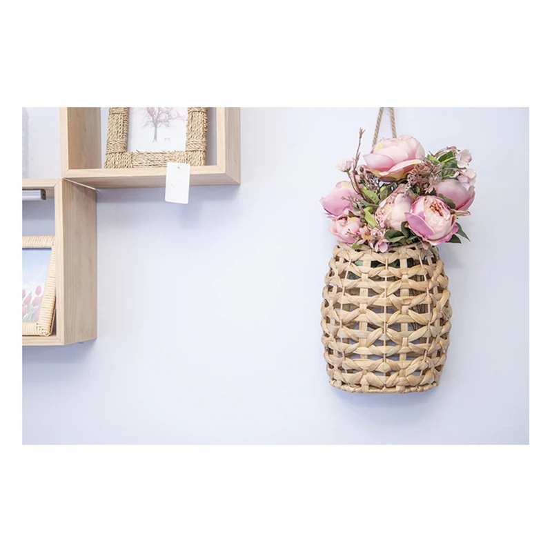 Water Hyacinth Woven Hanging Basket Wall Hanging Basket Decorative Front Door Basket Decor For Flower Plants Boho