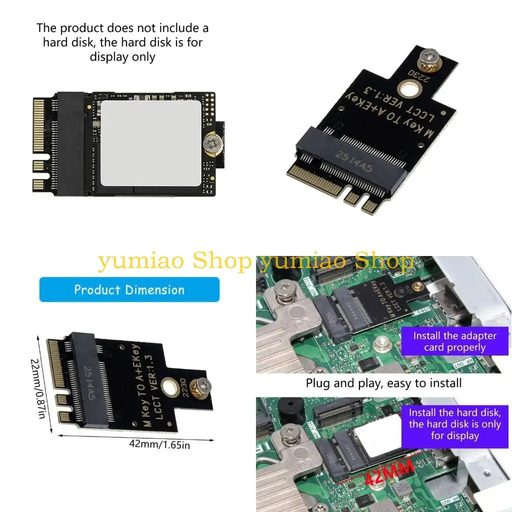 587B M.2 A+E SSDs PCIE Adapters M.2 SSDs NVME M to PCIe Adapters Card, 2230 Expansion Card