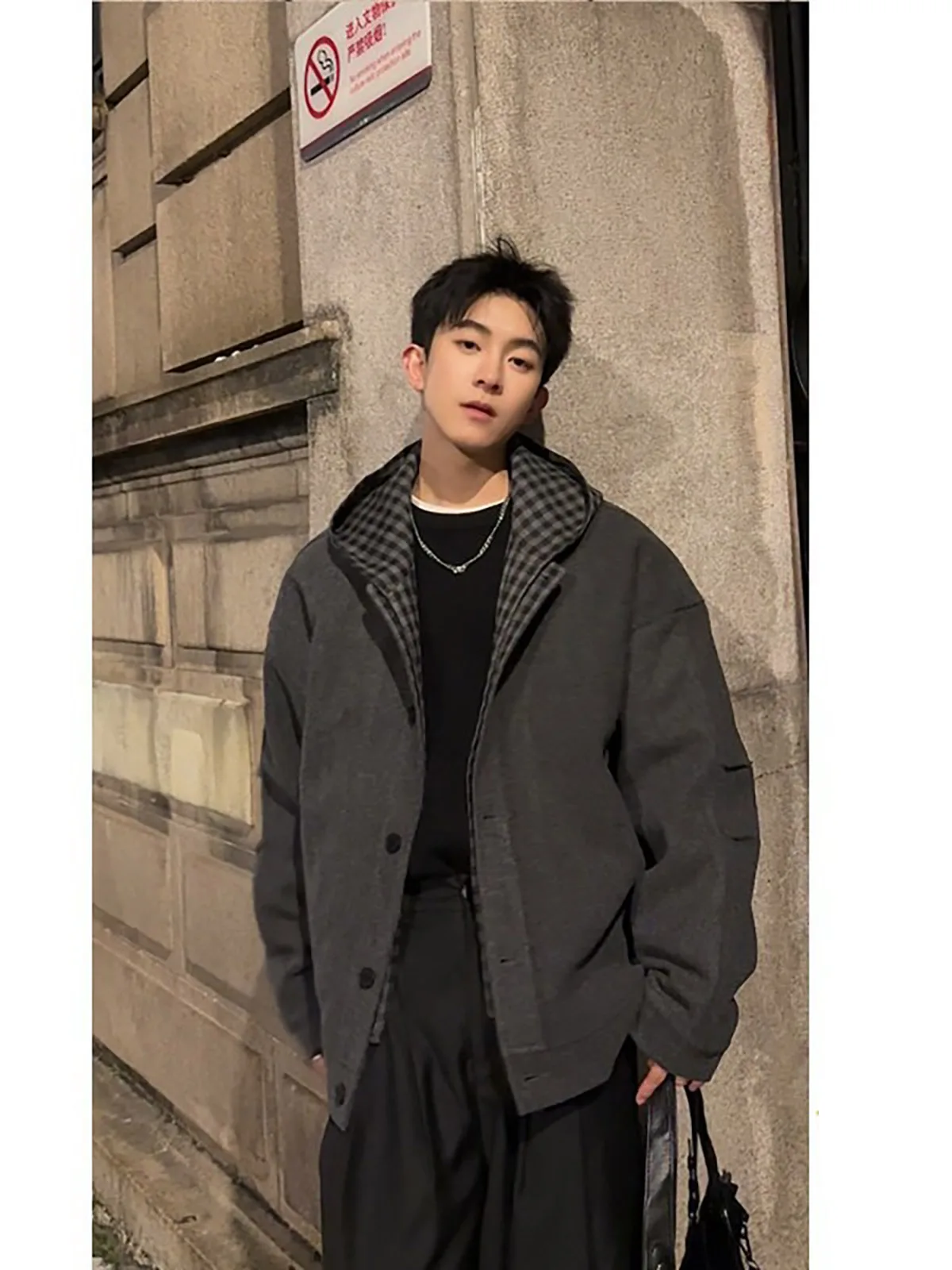 

Men's Thiened ort Cotton Jaet with Hood Loose Fit Warmth Youth Faion Winter Outerwear Casual Wear Zipper Closure