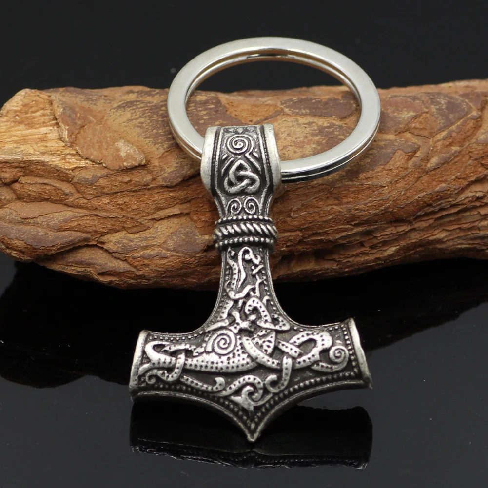 Dropshipping Keychain Charm Thor Hammer Mjolnir Viking Amulet Hammer Scandinavian Keychain Norse Jewelry Viking Key Chains