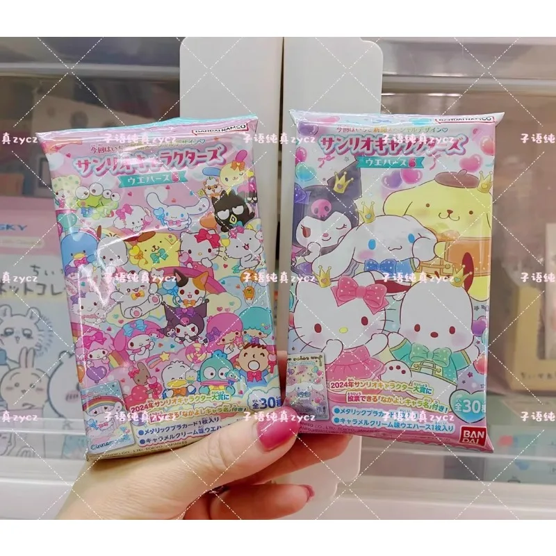 In Stock Japanese Version of Bandai Sanrio Wafer Food Playing Card Six Bombs Kitty Cinnamoroll Character Collections Anime Model