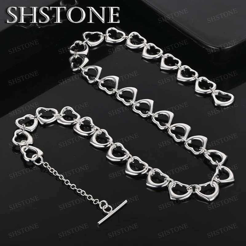 

Fashion 925 Sterling Silver Heart Necklace For Women Man Romantic Engagement Wedding Jewelry Birthday Party Gifts Accessories