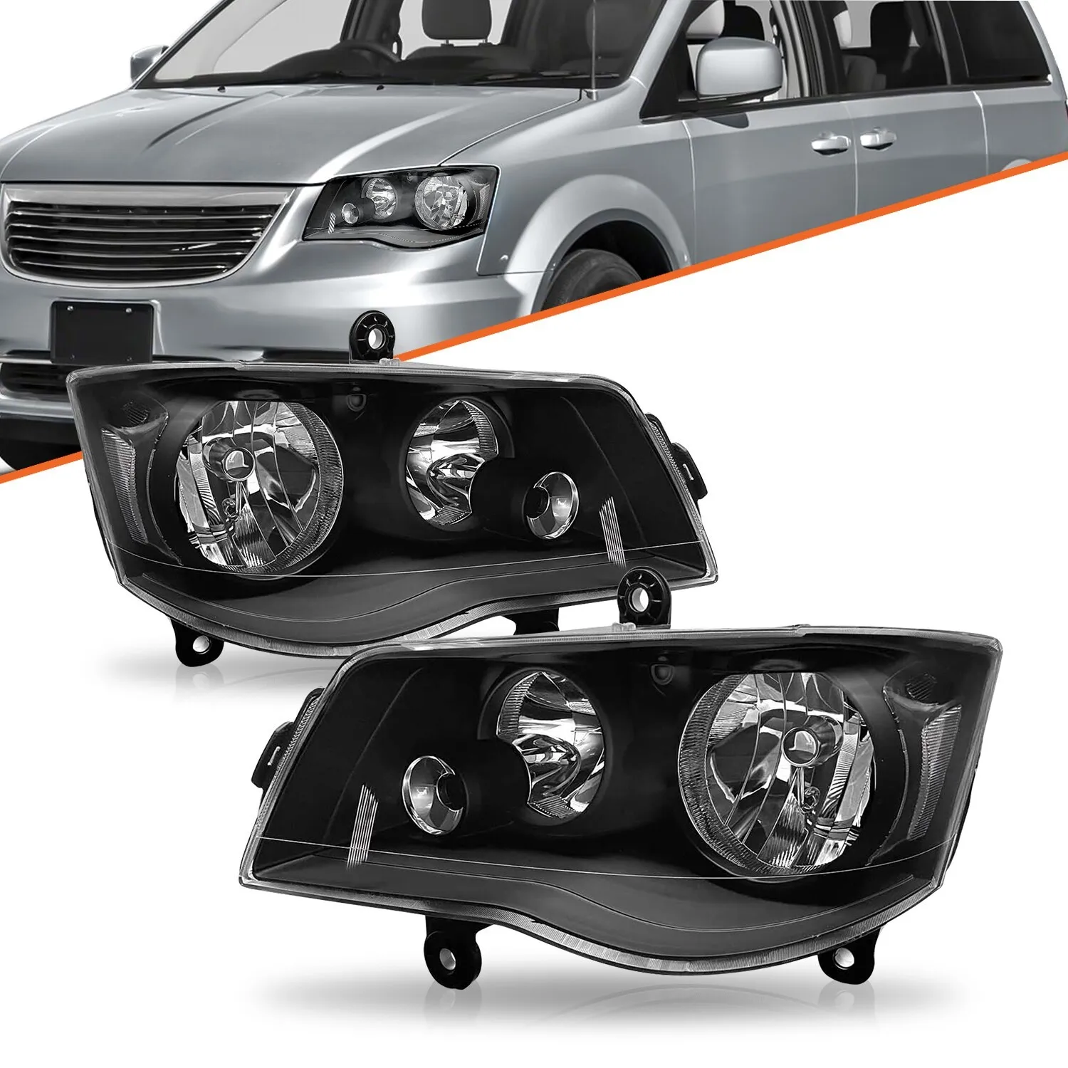 

For 2011-2019 Dodge Grand Caravan 2008-2016 Chrysler Town&Country Headlights 2PC