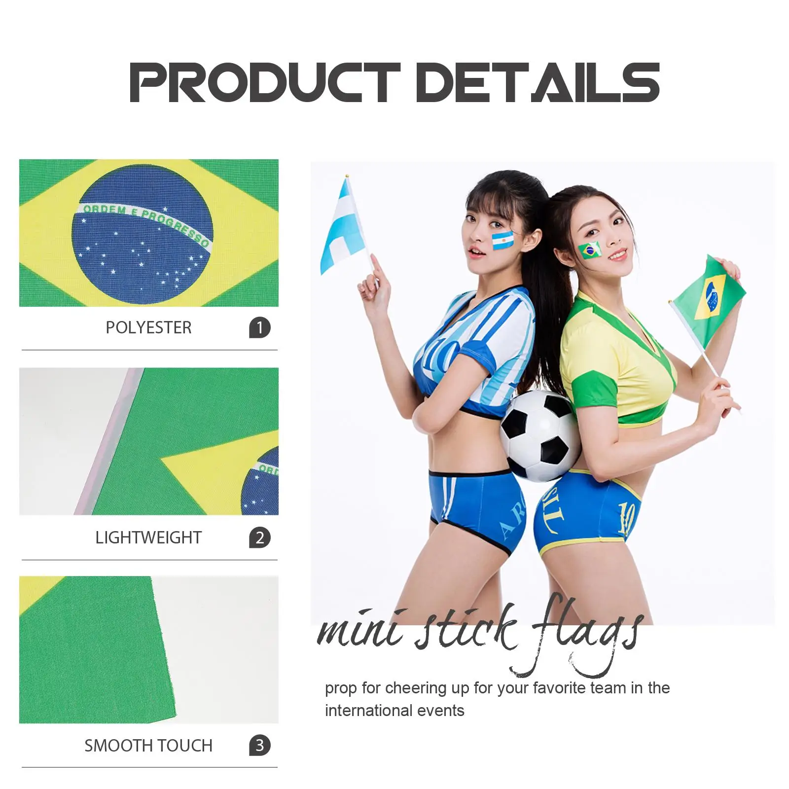 32pcs Hand Waving Flags Polyester Perfect for Party Sports Events Portable Mini Country Stick Flags Table Storage