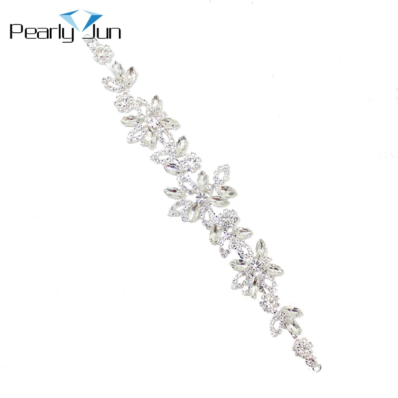 Flower Shape Silver AB Color Strip Patch Series DIY Decoration Rhinestone Applique for Clothing Shoes Bags Accessories YHZsilver