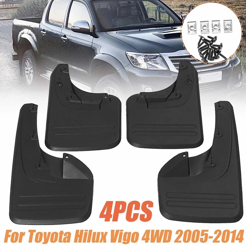 

4X Car Front Rear Mud Flaps Splash Guards For Toyota Hilux Vigo 4WD 2011 2012-2015 Mudguards Mudflaps Fender Accessories