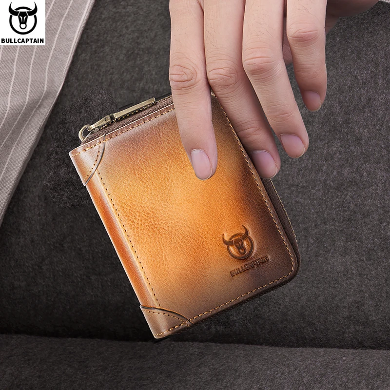 BULLCAPTAIN Genuine Card Bag Men\'s Casual Business Credit Card Holder Multifunctional RFID Anti-Theft 11 Card Slots Coin Purse