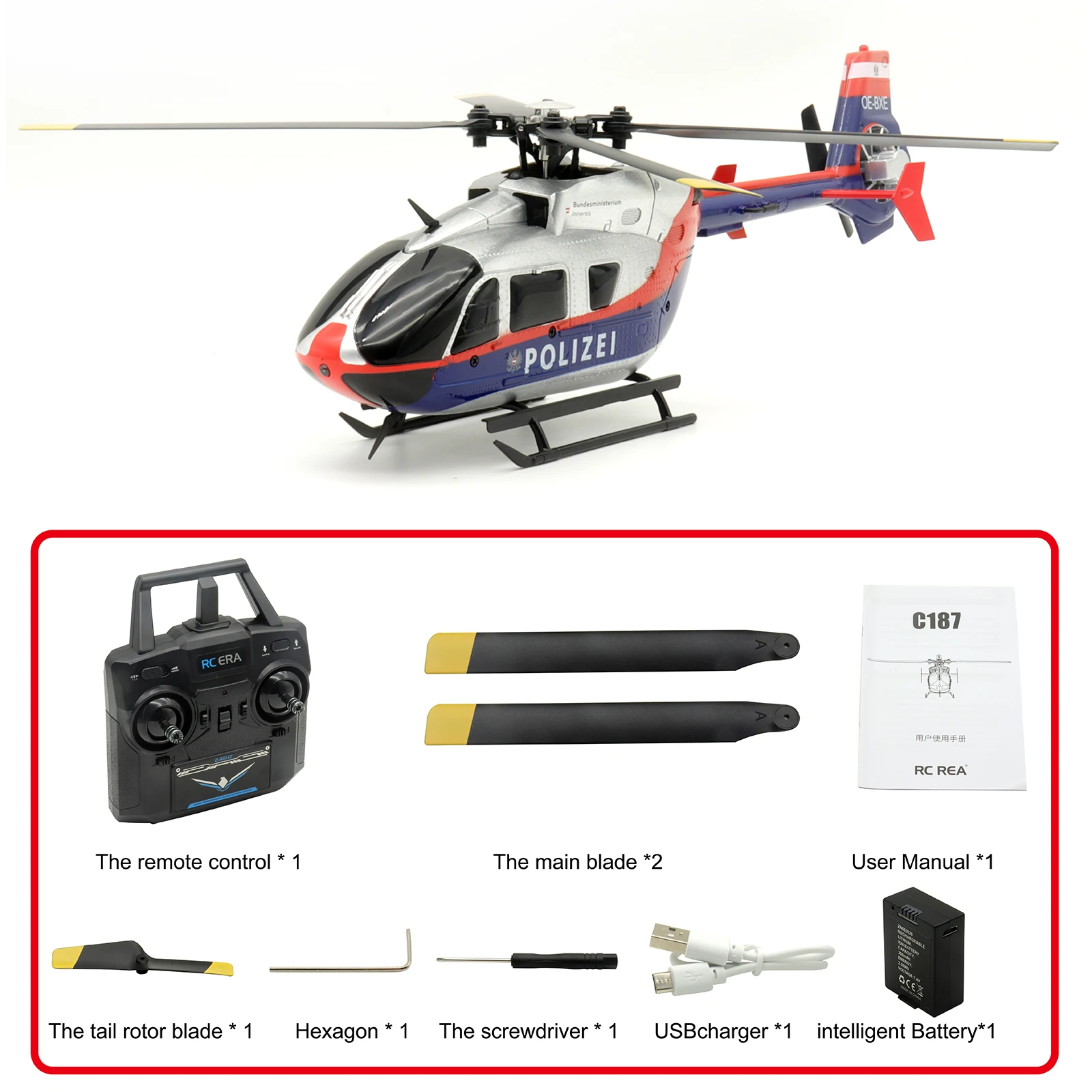 RC ERA C187S EC135 Scale OAMTC Optical Flow Positioning Gyro Stablized RC Helicopter 2.4G Remote Control Aircraft Airplane