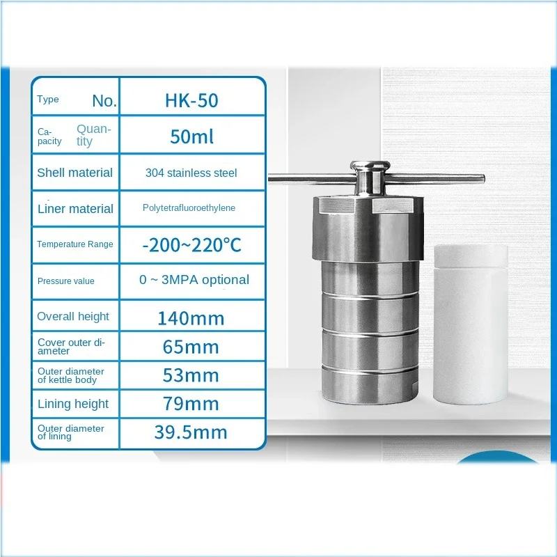 Reaktor sintesis hidrotermal laboratorium baja tahan karat kecil PTFE berlapis reaktor hidrotermal 100mlf
