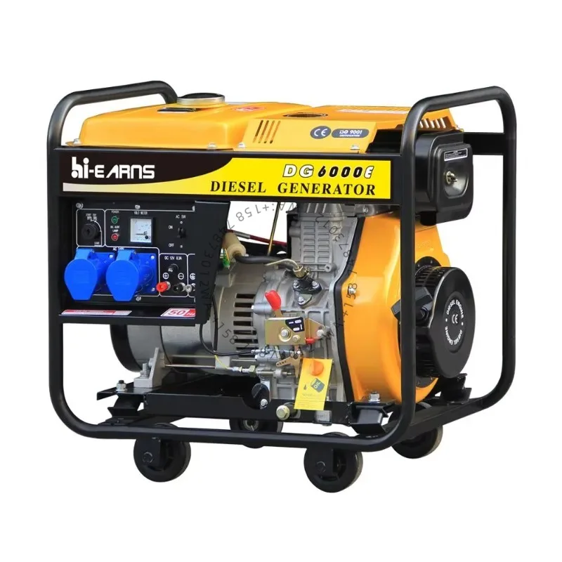 

Chinese brands5KW DG6000E 110/220V HR186FA Portable Die sel Generator with Wheels 5KW Generator