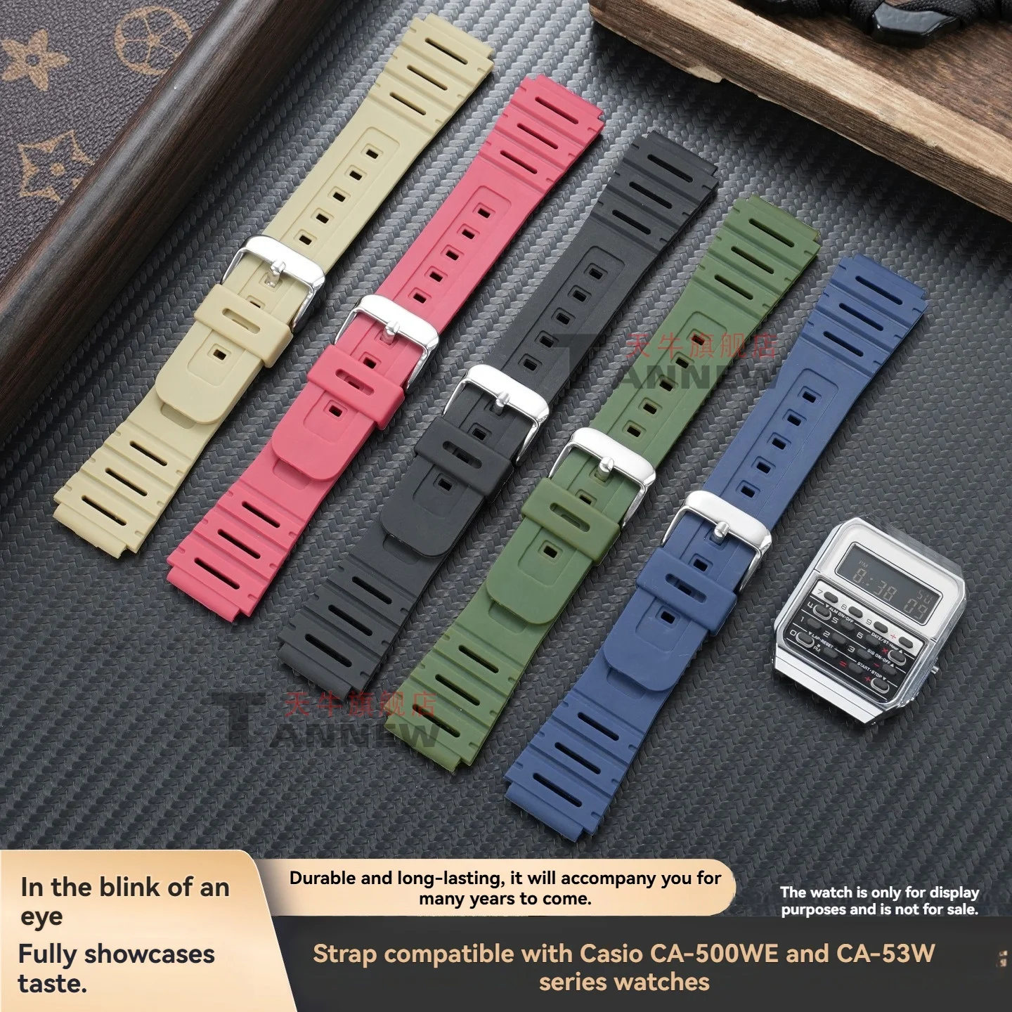 For Casio CA-500 CA-53 Series Back to Future, Multifunction Calculator Watch, Waterproof Resin Strap 18mm Replacement Band