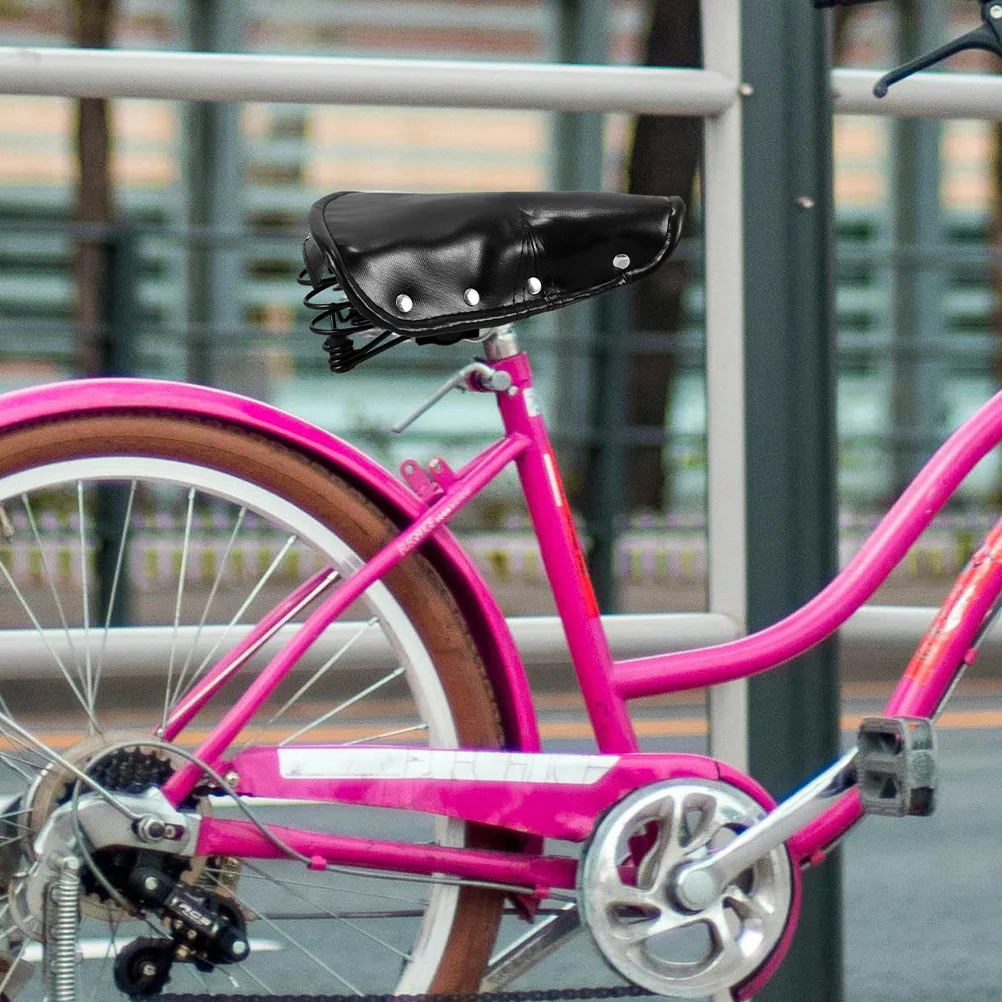 

2Pcs Bicycle Saddle Vintage Retro Wide Comfortable Seat Shock Absorbing Spring Suspension Bicycle Seat Cushion