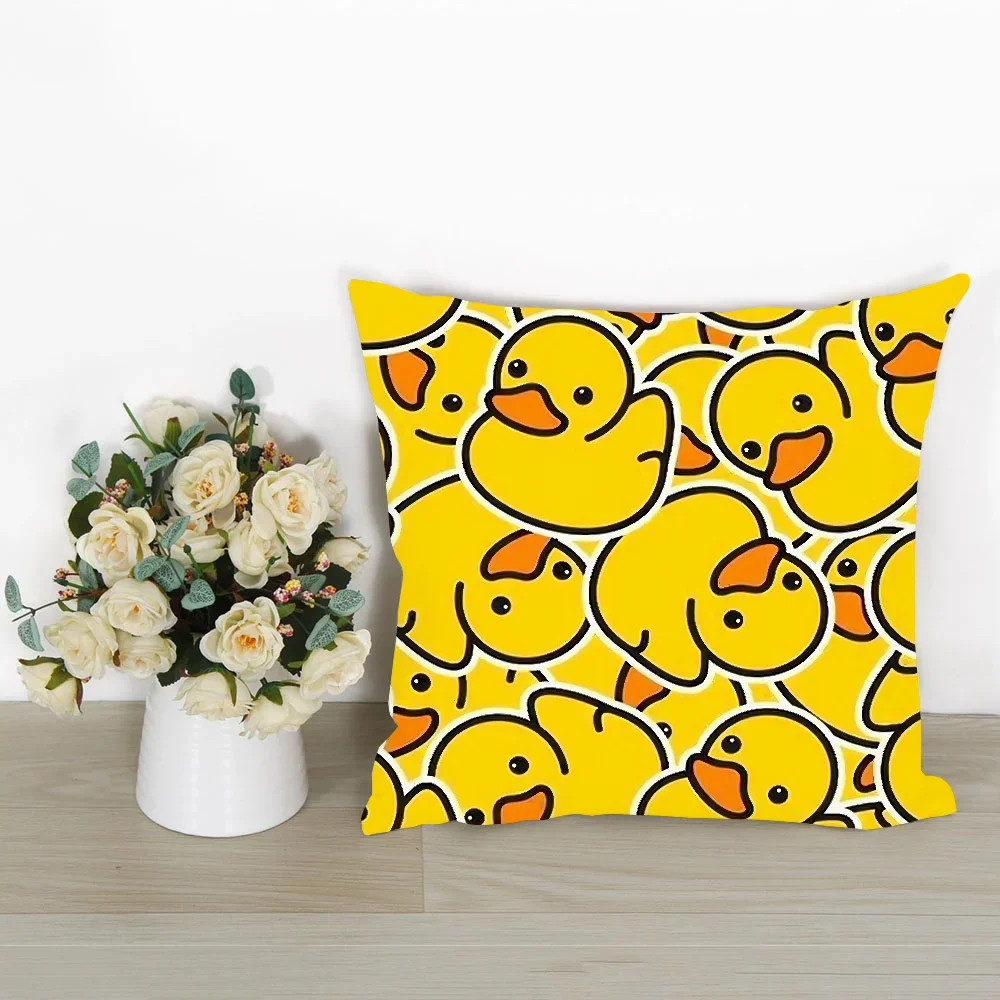 Cute Y-yellow D-duckling Pillow Case Plush Fabric Soft Pillowcase Double Sided Print Cushion Cover Household Gifts