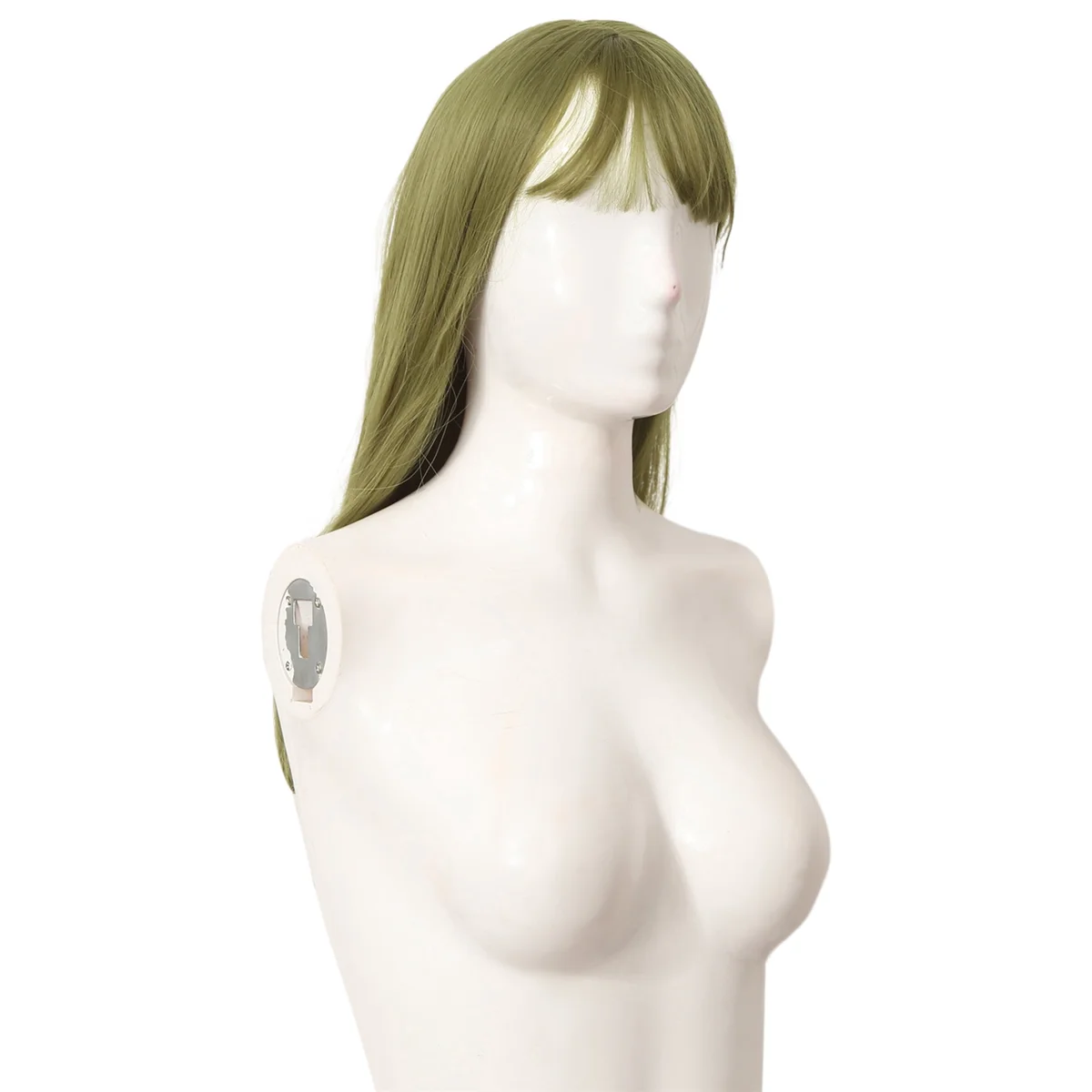 Peluca larga realista de pelo rizado largo ondulado grande con flequillo verde menta peluca sintética para Cosplay mascarada Navidad Halloween