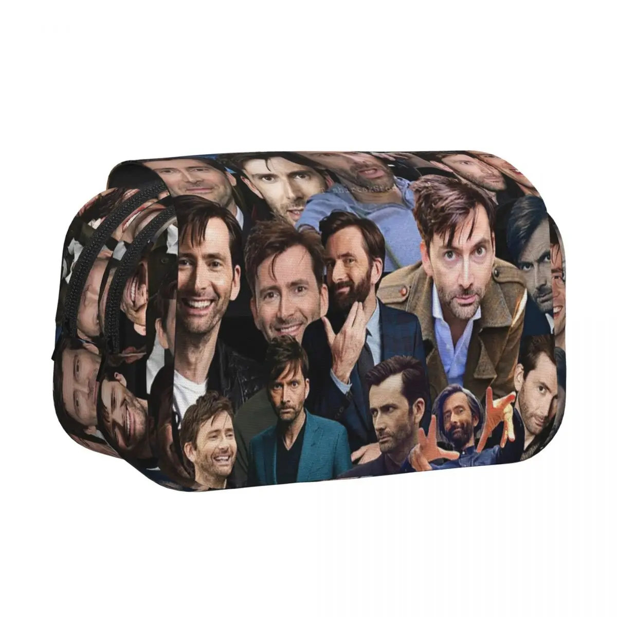 David Tennant Photo Collage Pencil Cases Pen Holder Hard Shell Leather Large Capacity Pen Box Pencil Bag for Boy Girl Gifts