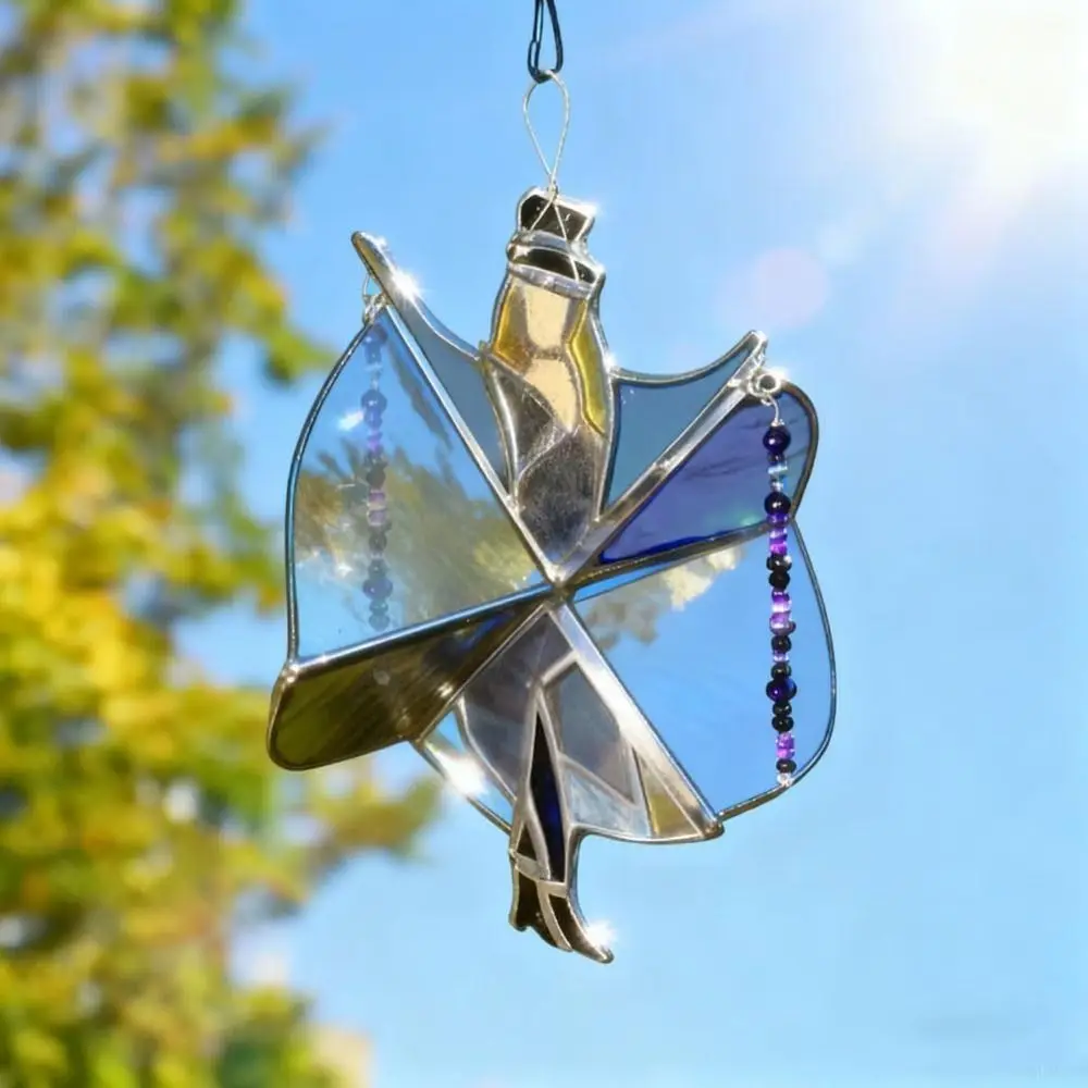 Handmade Stained Glass Spinner Dancing King Pattern Acrylic Memphis Melody Spinner DIY Colorful Sunlight Catcher Home Decor