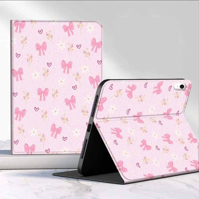 Capa de Tablet Macia com Laço Rosa e Coração para Samsung Galaxy Tab S11 S10 S9 S8 S7 S6 A11 A9 A8 A7 Lite FE Plus