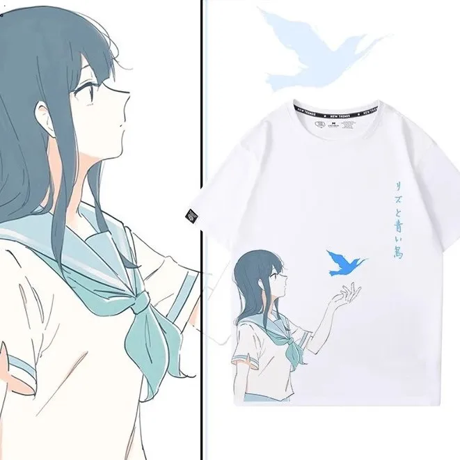 

Blow Bugle Anime Short-Sleeve T-Shirt Liz The Blue Bird Merchandise Pure Cotton Top For Men And Women