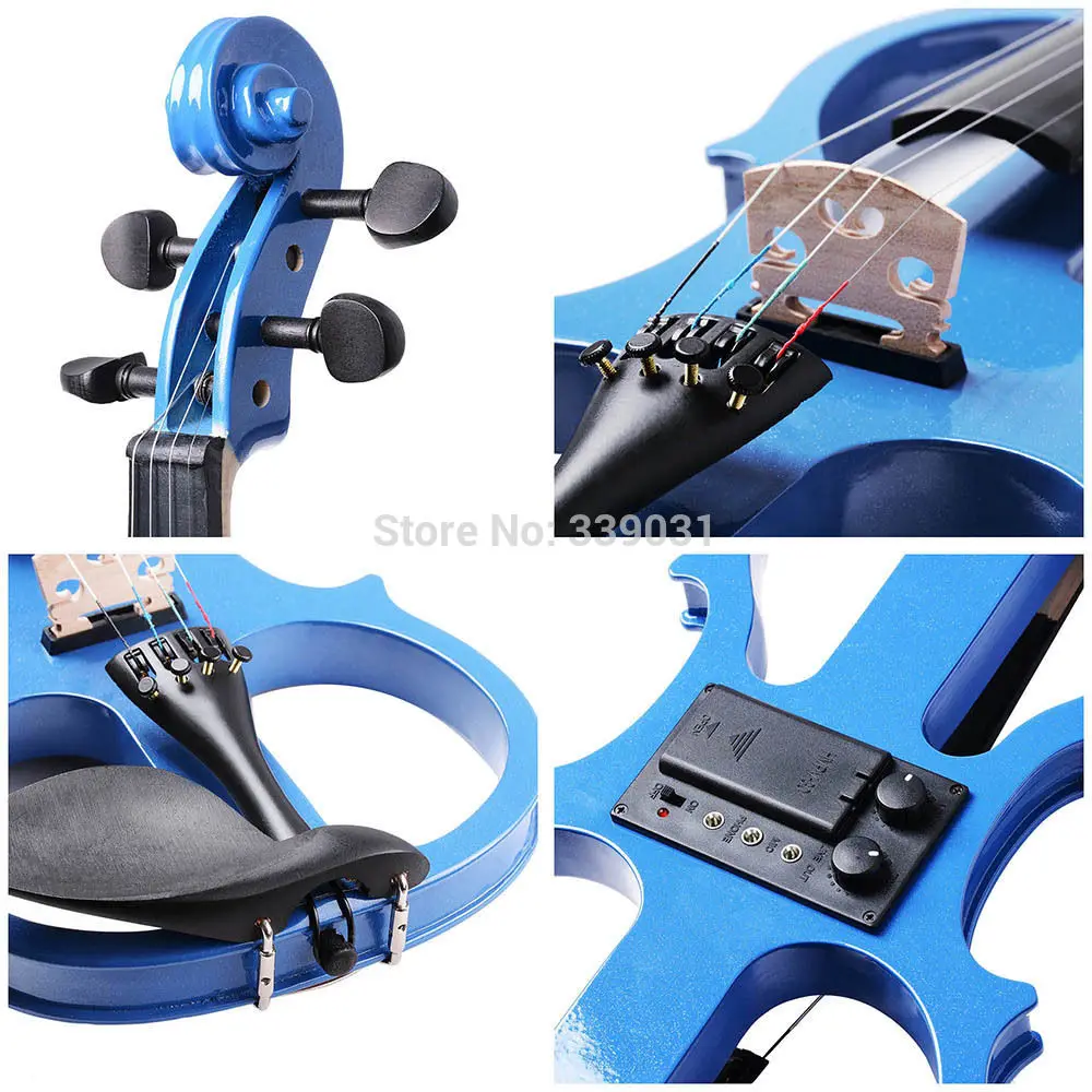 Full Size Violin 4/4 Silent Solid Wood Electric With Bow Case For Beginners Students Fiddle KIT