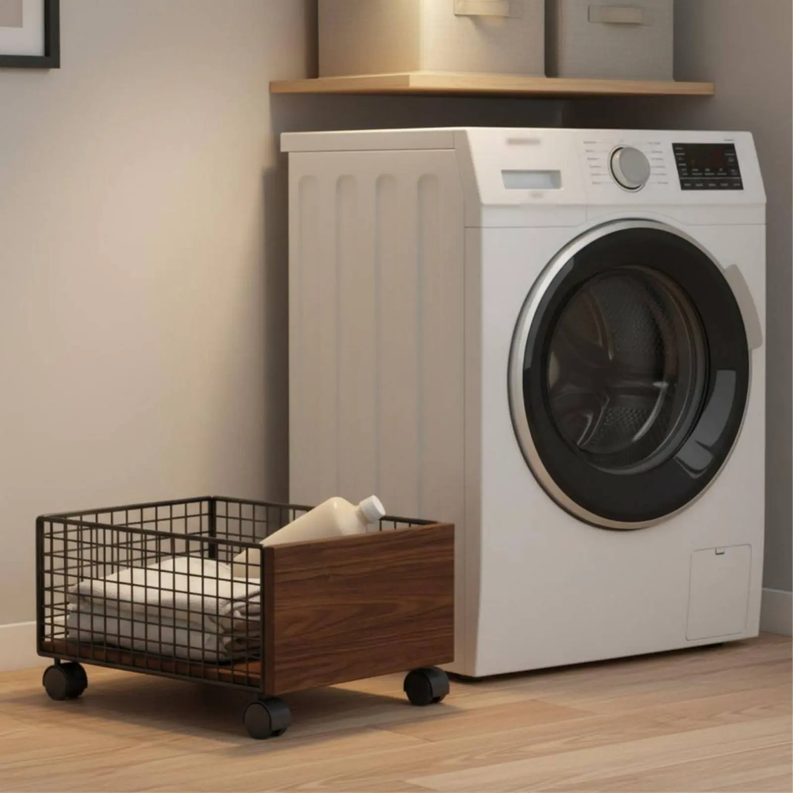 Bathroom Storage Trolley Movable Wheeled Storage Trolley Under Sink Organizer Accessible Design Pull out Organizer Bin Wood