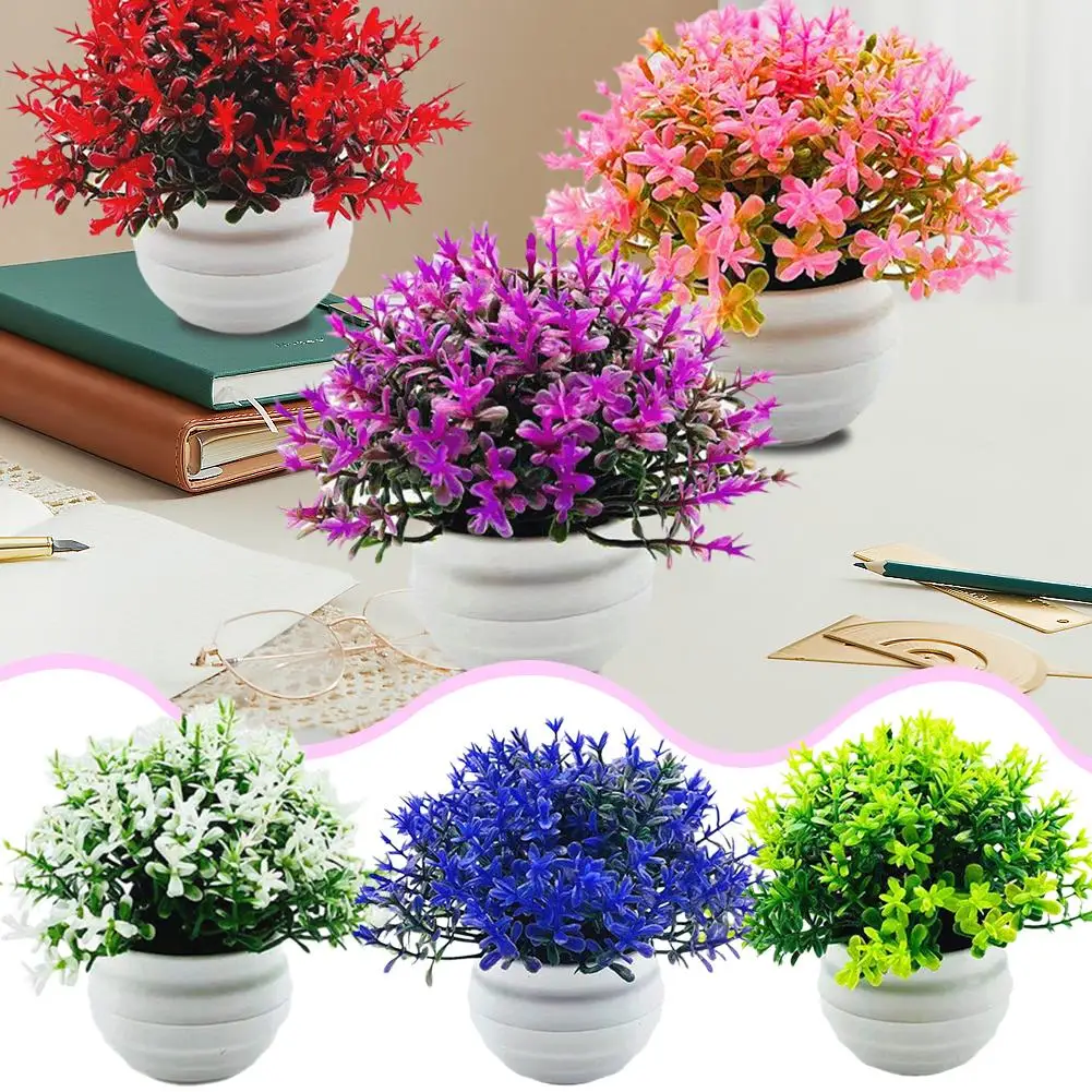 Simulation Potted Artificial Flower Small Ornaments Small Four-legged Bonsai Grass Plant Simulation Green Hemisphere S5L3