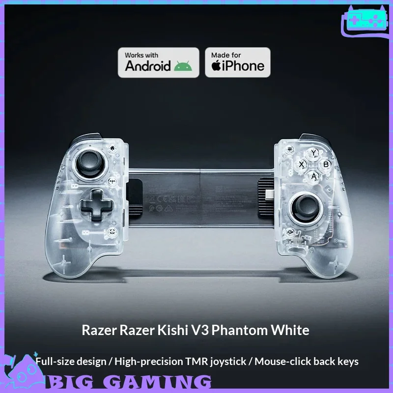 

Razer Kishi V3 Phantom White Game Controller TMR Rocker gamepad PC Computer for Apple Phone Android Ergonomics Genshin Impact