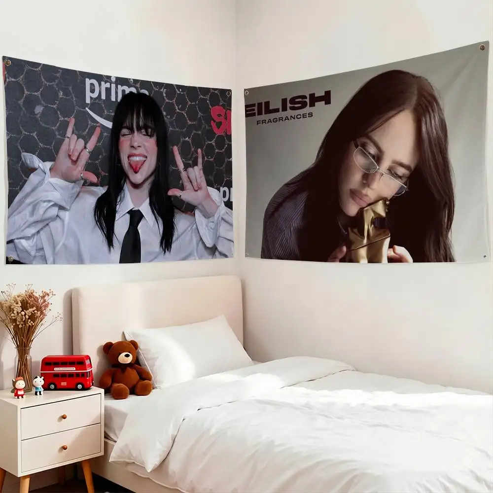 Fashion B-Billies E-Eilishs  Flags for Bedrooms Home Decor Items Outdoor Decors Garage Decoration Flaga