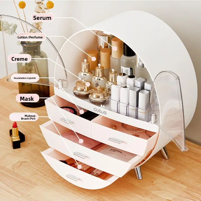 Plastic Cosmetic Storage Box Dustproof Lipstick Stand Makeup Desk Organizer Drawer Jewelry Box Japanese Style Home Life Essen...