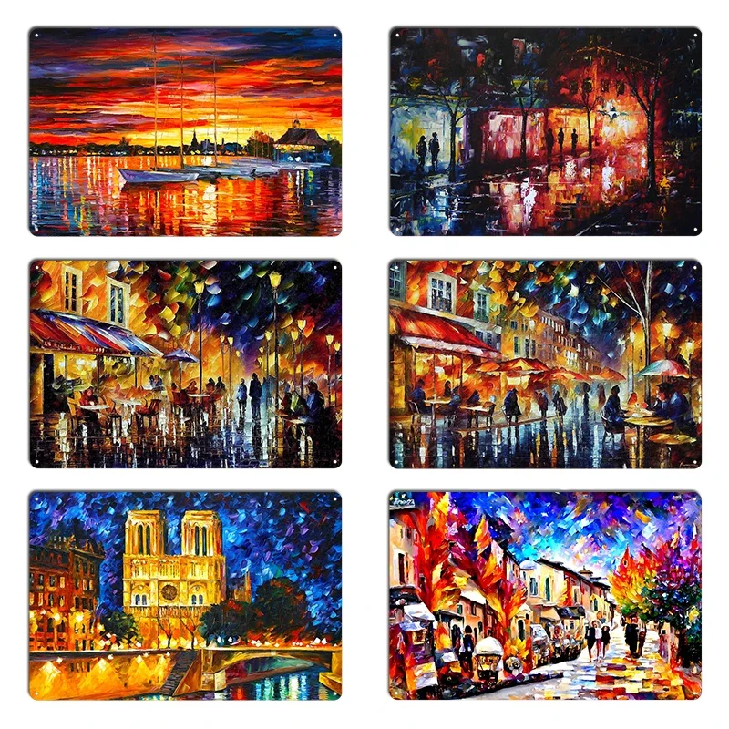 HELSINKI SAILBOATS AT YACHT CLUB Leonid Afremov CITYSCAPE Metal  Party Create Personalized Cinema Tin Sign Poster
