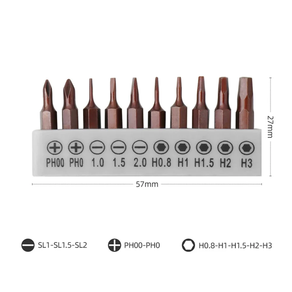 Chave de fenda elétrica Bits Set, Hex Slotted, Anti Slip Screwdriver Bits, Pequenos Brinquedos, Reparando Ferramentas, 25mm, 4mm, 10Pcs