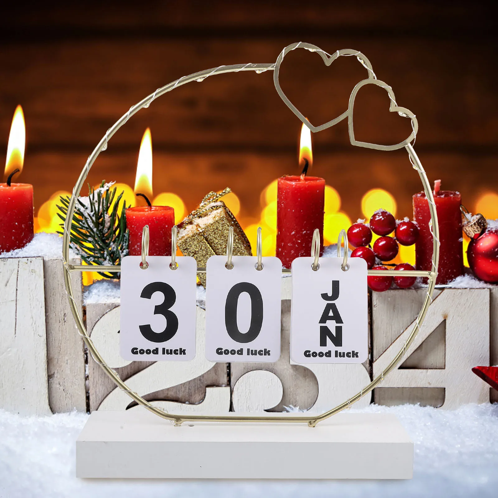 

Rustic Wooden Tabletop Flip Desk For Home Office Reusable Perpetual Calendar Standing Decorative Desk Accessories Household