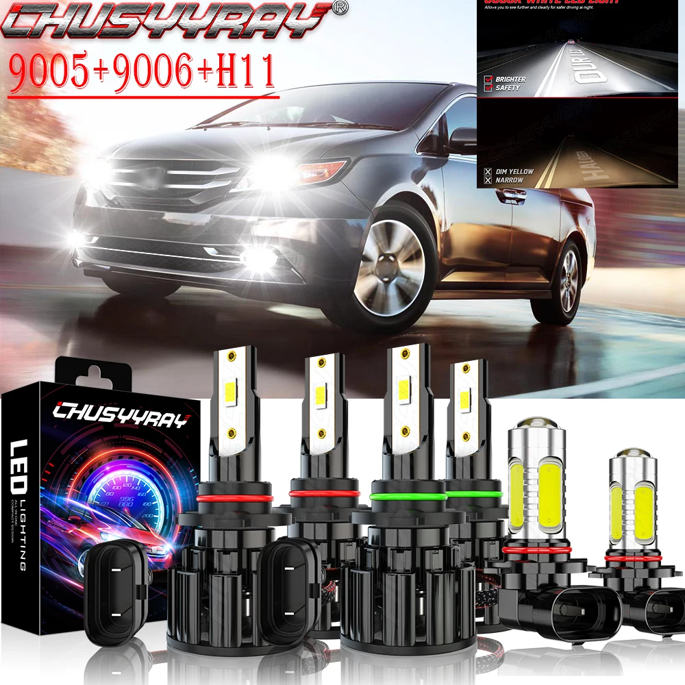 CHUSYYRAY 6x Compatible For Toyota Corolla 2009 2010-2016 Combo 9005 9006 LED Headlight High / Low 9145 Fog Light Bulbs Kit