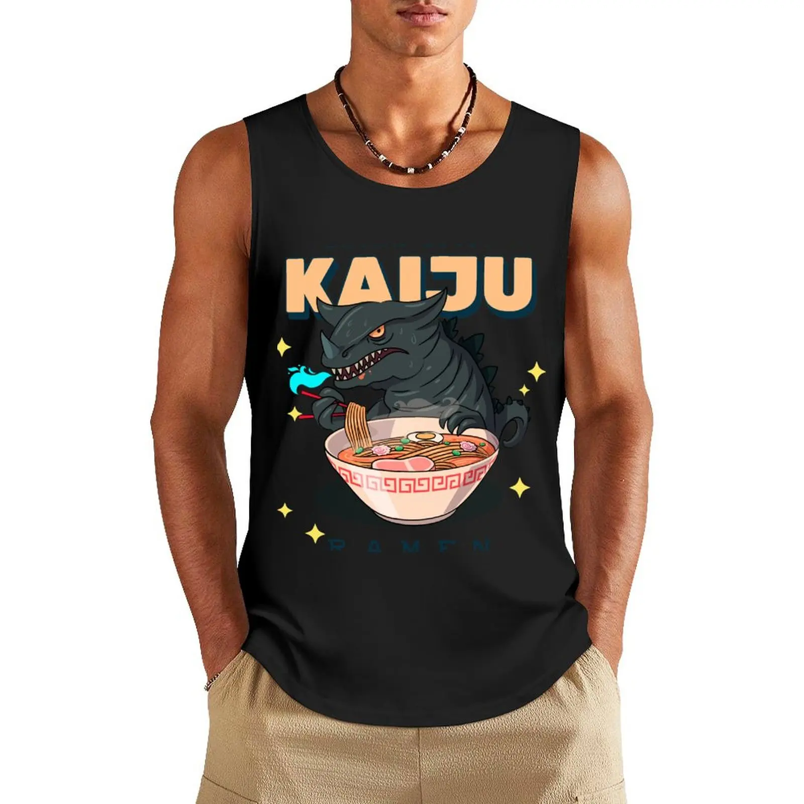 Spicy Kaiju Ramen Design Tank Top Working vest gym t-shirts man gym t shirt men