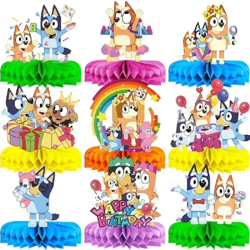 

New 9 Pieces Blucy Theme Birthday Party Decoration Kids Party Supplies Cupcake Decoration Background Centerpiece