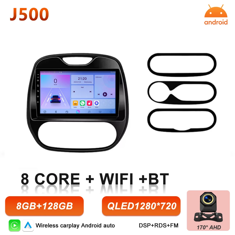 Android 16 Carplay autoradio voor Renault Kaptur Captur Clio Samsung QM3 2013 2014 2015 2016 GPS stereo multimediaspeler BT Wifi