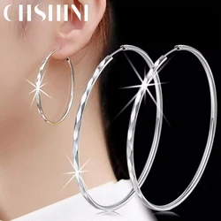 Fine 925 Silver Luxury 5CM big circle hoop earrings for women Charms original designer party wedding Jewelry gifts