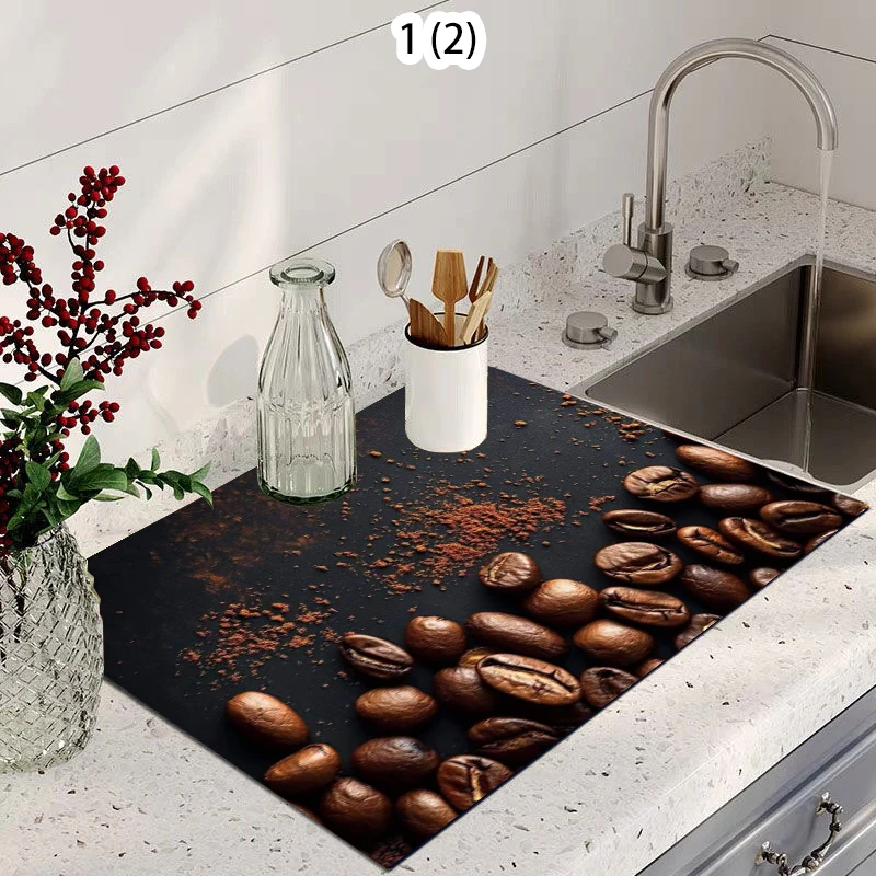 Luxury Coffee Bean Pattern Super Absorbent Quick Dry Dish Dr