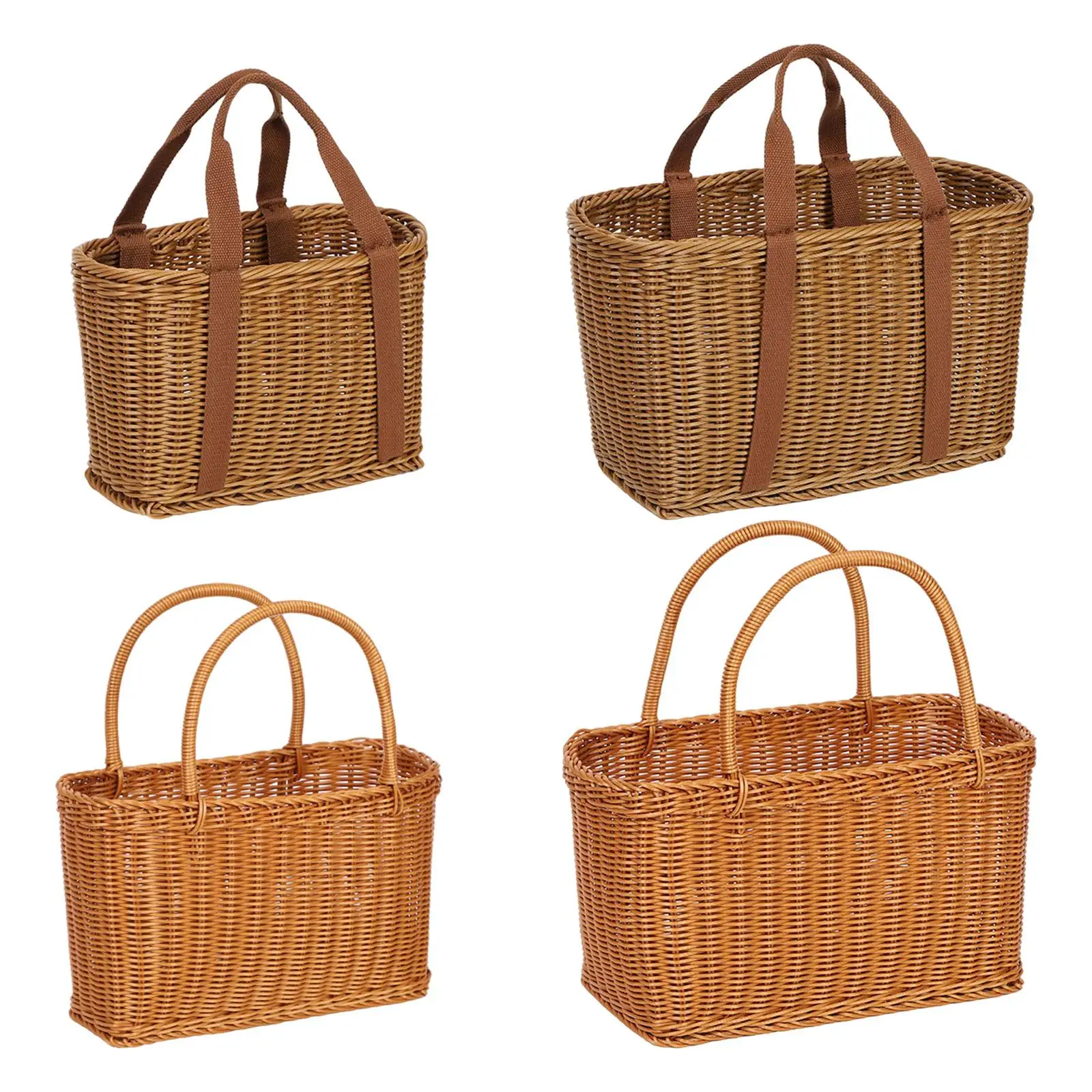 

Handmade Storage Baskets Picnic Basket Organizer PP Material Indoor and Outdoor