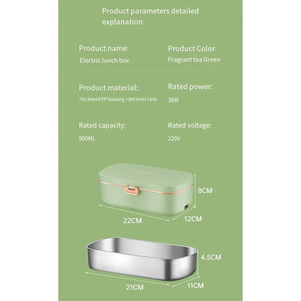 صناديق الغداء الحرارية للمكتب، صناديق الغداء الكهربائية المحمولة، صندوق بينتو للتدفئة بدون المياه، صندوق بينتو لتدفئة الطعام من الفولاذ المقاوم للصدأ