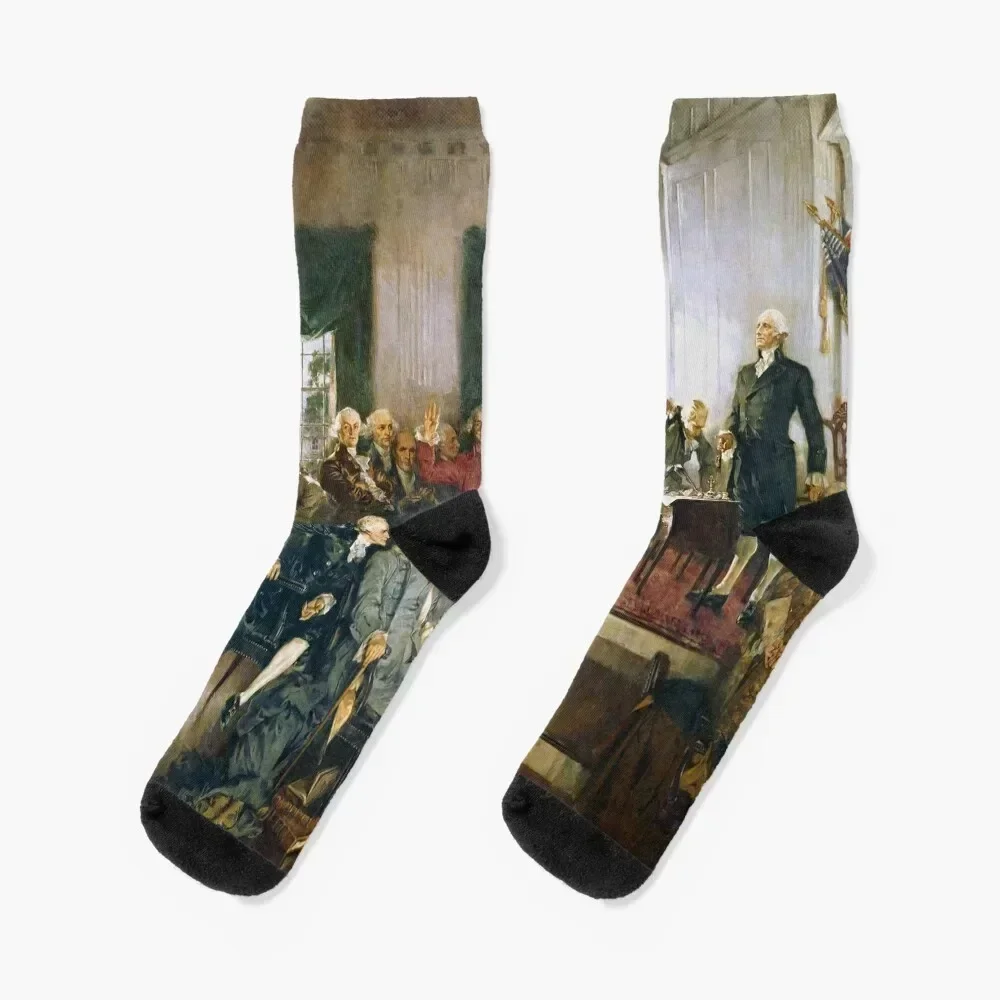 Signing of the United States Constitution 1787 Socks Sports cycling set Toe sports Men's Socks Luxury Women's