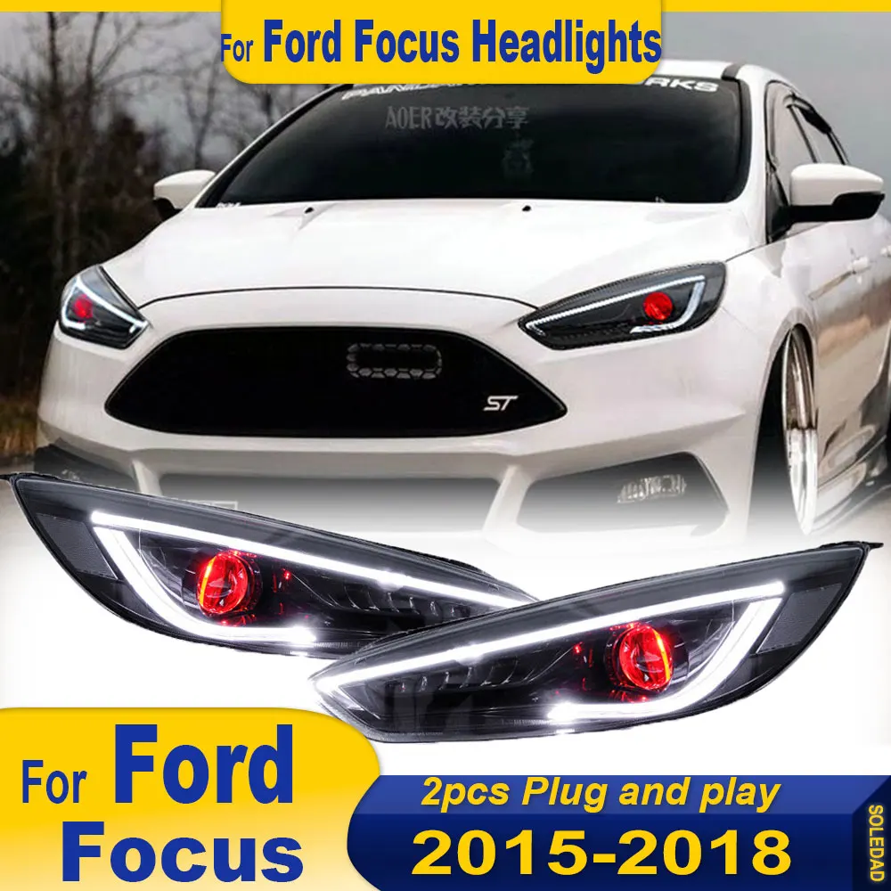 Car Headlight LED For Ford Focus 2015 2016 2017 2018 Modified DRL Turn Signal Daytime Running Light Plug And Play Accessories