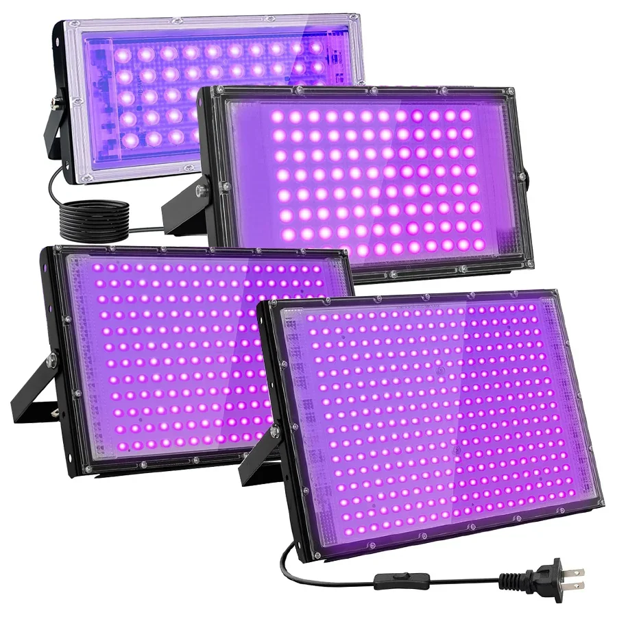 

50W 300W 400W Black Light 395nm Ultravilet Flood Light Halloween Xmas Glow Party Fluorescent Poster Stage Disco Dance UV Light