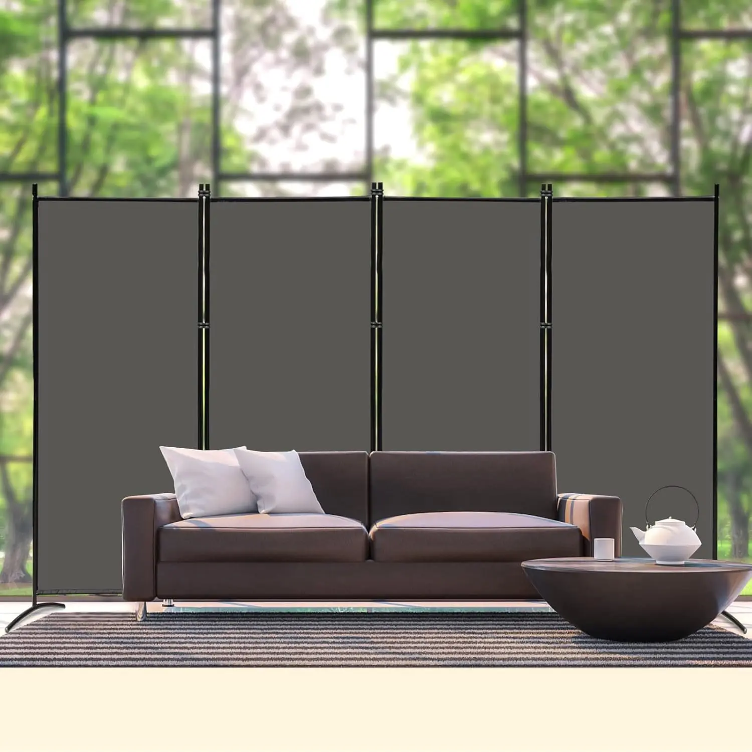 4 Panel Room Divider 6FT Tall Portable Office Wall Divider with Foldable Design for Privacy, 136
