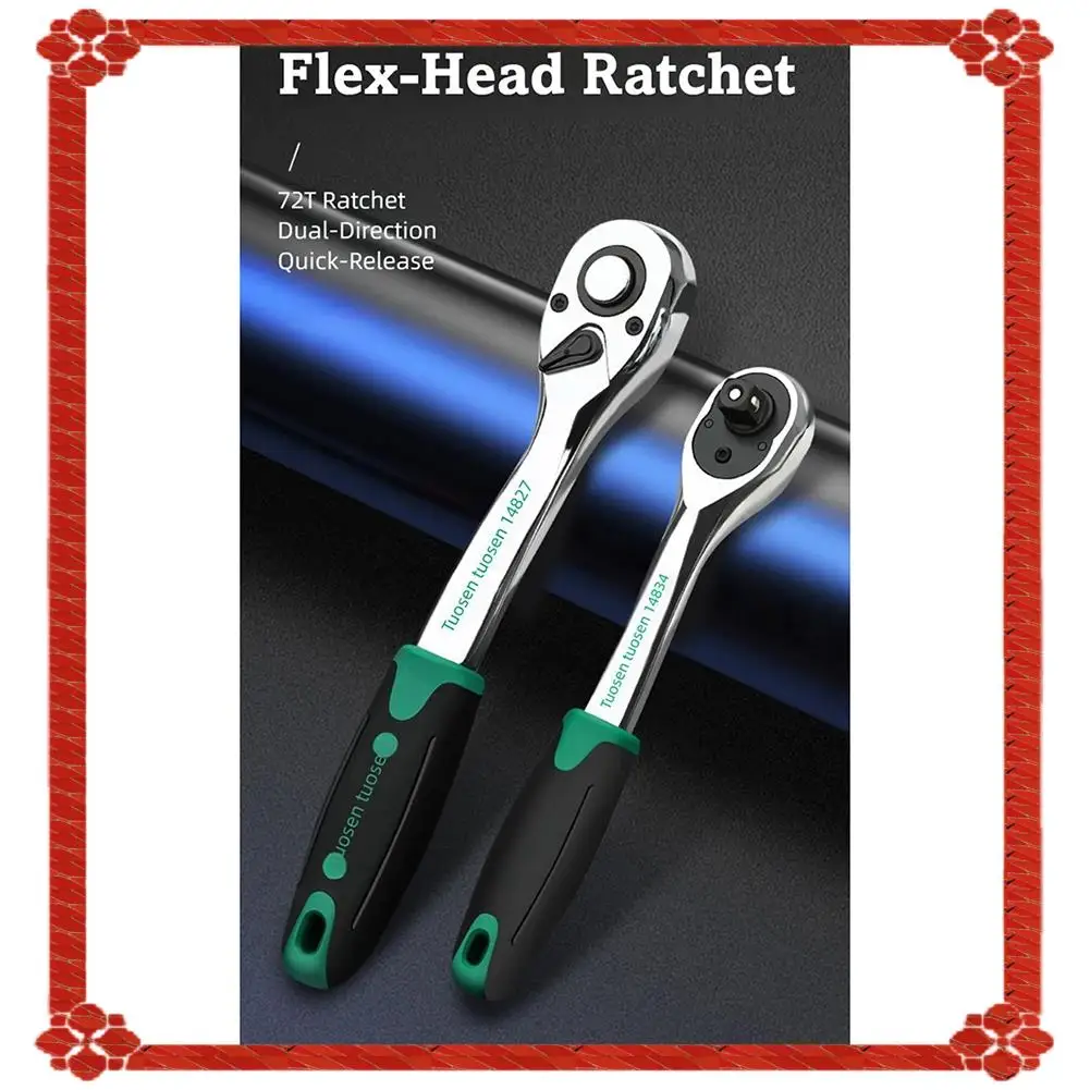 Pengiriman 24 Jam TUOSEN Alat Tangan Multifungsi Kunci Pas Ratchet Rilis Cepat 72 Gigi untuk Perbaikan & Perawatan Otomatis
