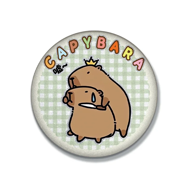 Popular Kapibala Series Double Flash Laser 58mm Badge Manga Enamel Pin Anime Lapel Pins for Backpacks Comic Exhibition Gifts