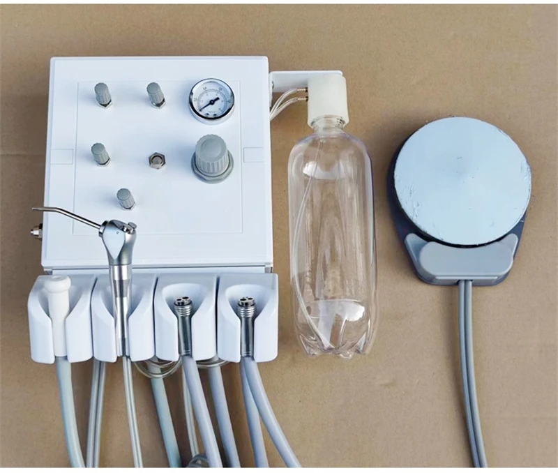 Wall Mounted Dental Unit Air Turbine with 3-Way Syringe Weak Suction Portable Dental Lab Equipment for Beauty & Health