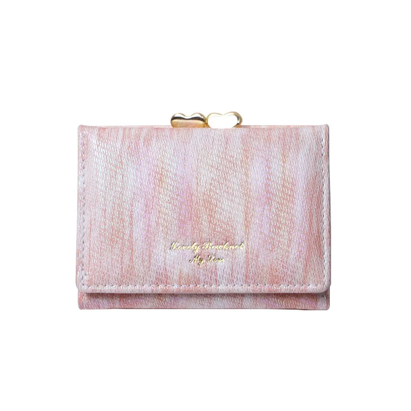 New Streamer Laser Wallet，Multifunctional Women's Coin Purse，High-end Short StyleinsWind Clip Card Holder，Anti-theft swiping，Val