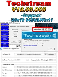 La più recente versione 02/2023 per il collegamento del Software TOYOTA TIS Techstream 18.00.008 e il codice attivo funzionano con MINI VCI MINIVCI