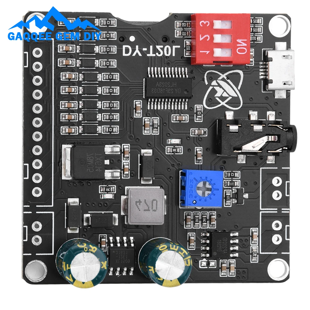 DC6~35V 1 to 1 Segmented Trigger Control Player Voice MP3 Playback Control 20W Audio Amplifier Module Micro USB Interface