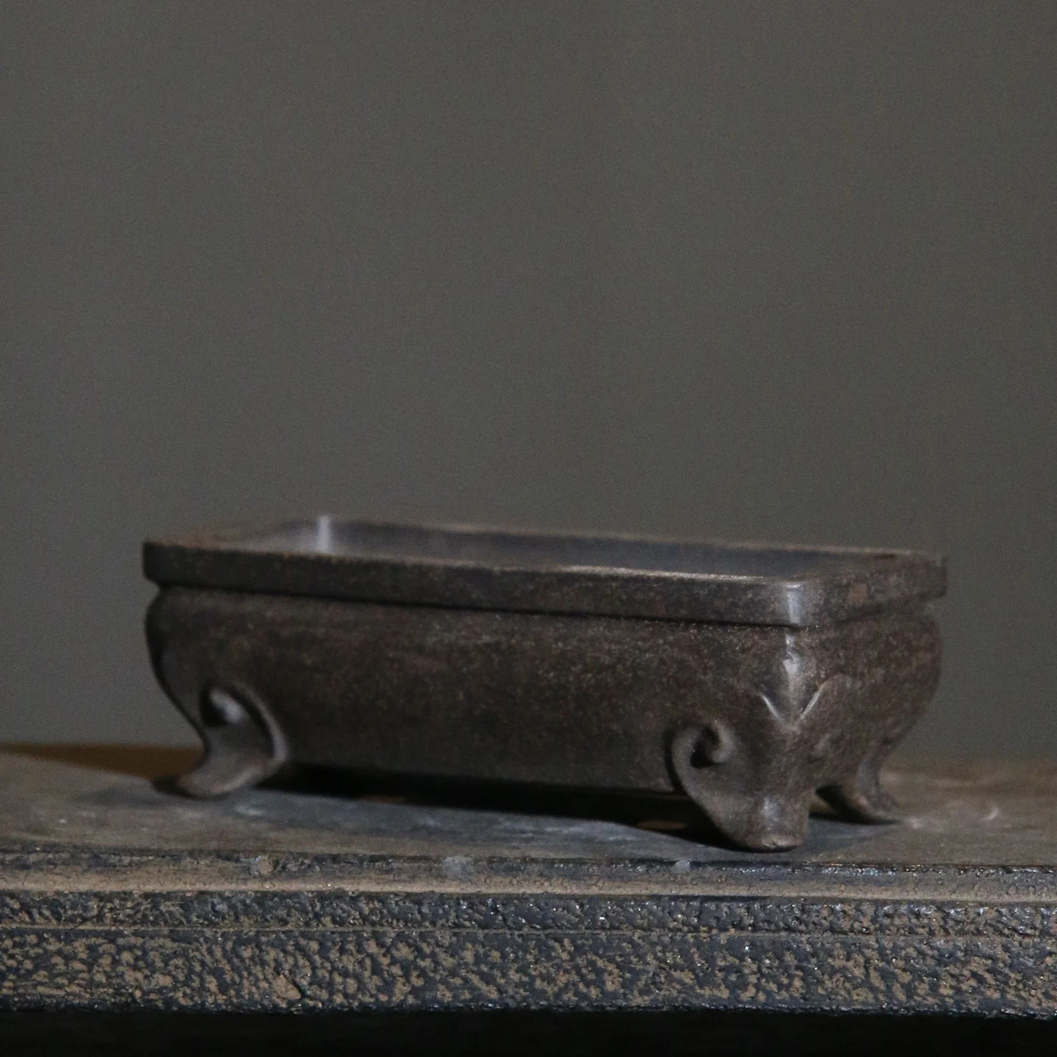 Purple Sand Rctangle Flower Pot, Handmade Collection, Carved Bonsai, Garden, Home Decoration